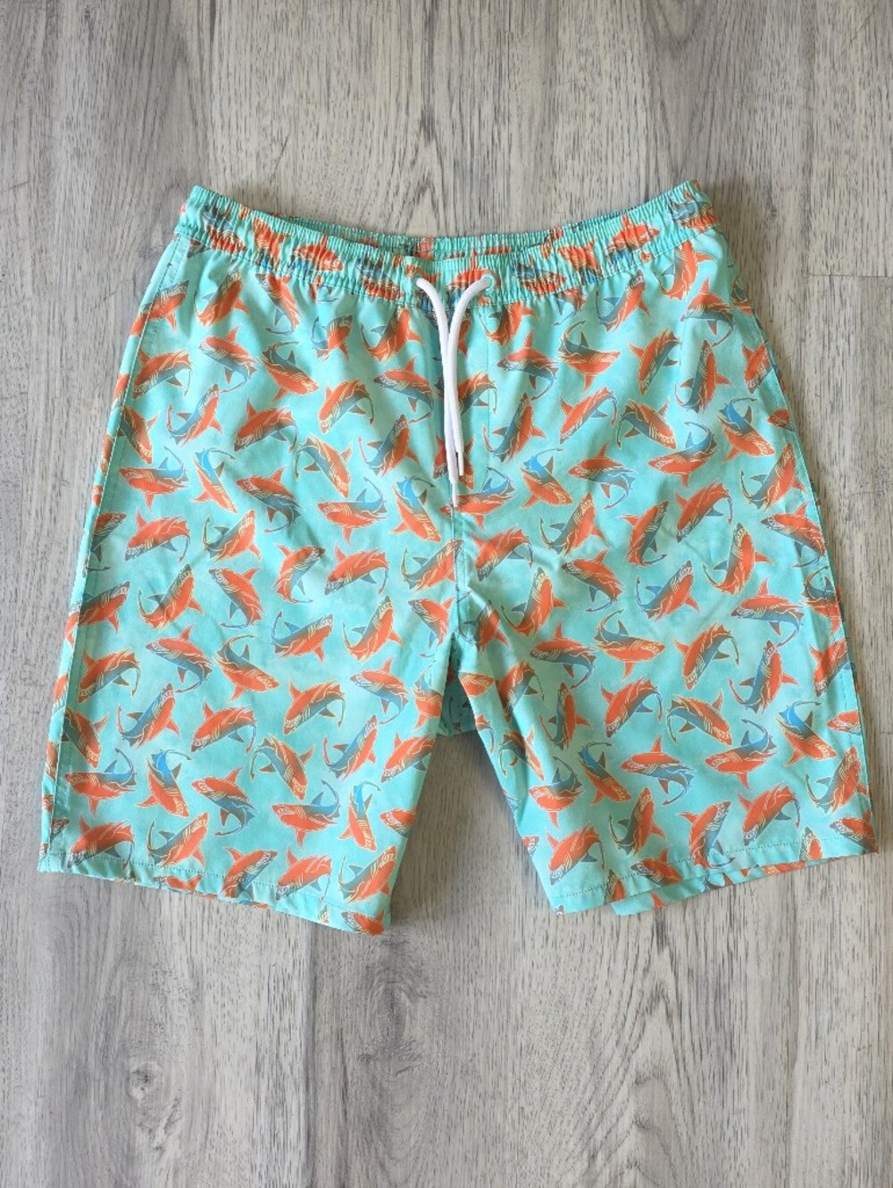 Lands’ End Boys XXL Shark Print Swim Trunks